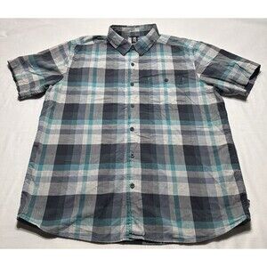 Mountain HardWear Button Shirt Mens Medium Plaid Cotton Short Sleeve Outdoors